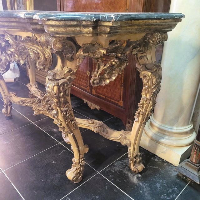 Large 18th Century Console Table with Lacquered and Gilded Wood For Sale - Image 17 of 18
