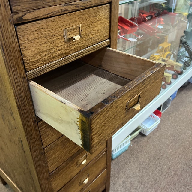 Brown Antique Oak Service Writers Desk Stand File Cabinet Podium For Sale - Image 8 of 8