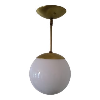 Modernist Spun Satin Brass Hanging Pendant Light For Sale