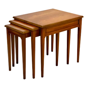 1960s Vintage Fruitwood Nesting Tables by Heritage, Set of 3