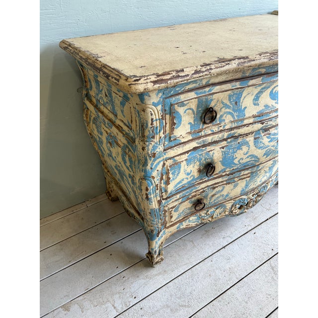 Blue Beautiful Pair of French Bedside Commodes With Blue and White Patina For Sale - Image 8 of 9