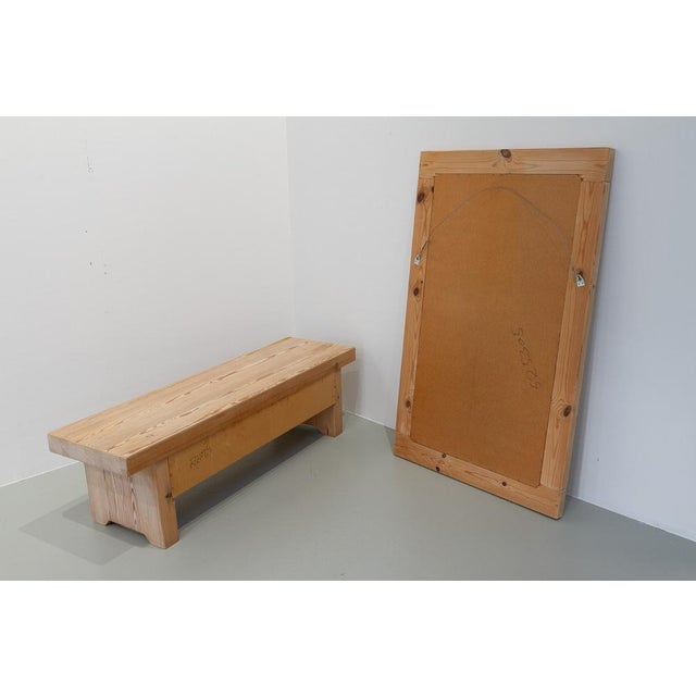 Set of Swedish Modern Pine Bench and Mirror by Ruben Ward for Fröseke, 1970s For Sale - Image 14 of 18