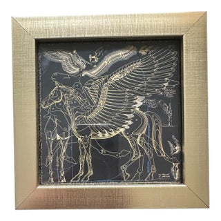 1990”s Vintage Framed Authentic Original Hermes Art Advertisement Lithograph Horse Pegasus For Sale