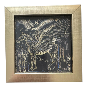1990”s Vintage Framed Authentic Original Hermes Art Advertisement Lithograph Horse Pegasus