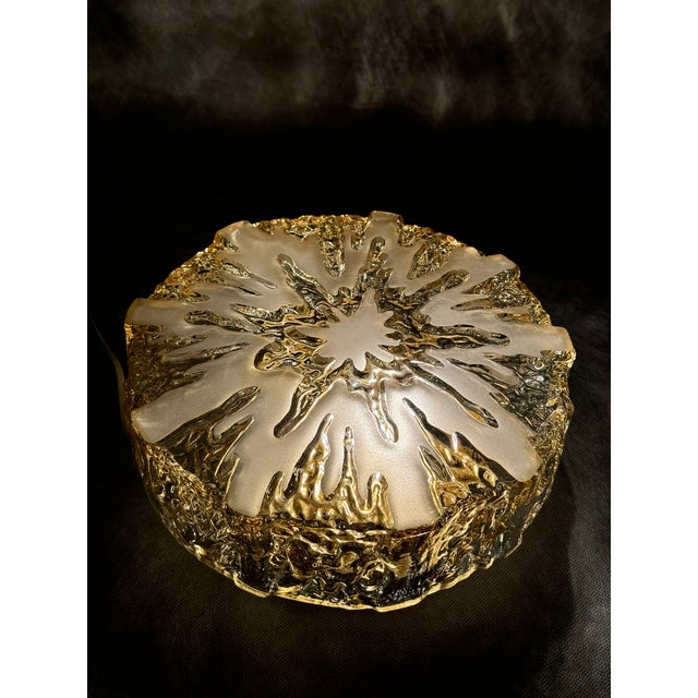 Italian Textured Flush Mount Ceiling Light, 1970s For Sale - Image 6 of 9