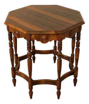 1920's Vintage Walnut Octagonal Side Table