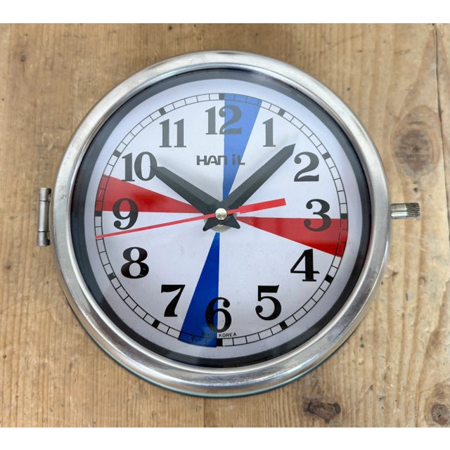Vintage Blue Navy Wall Clock from Hanil, 1980s For Sale - Image 9 of 18