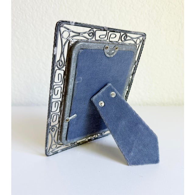 Metal Vintage Filigree Wirework Picture Frame For Sale - Image 7 of 9