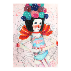 Peeled Elbows and Colored Confetti - Fantasy Figurative Artwork on Paper Original Artwork by Silvia Pavarini