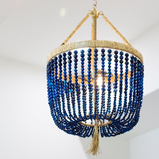 Malibu 30" Chandelier Navy Agate / Brass / Natural Chairish