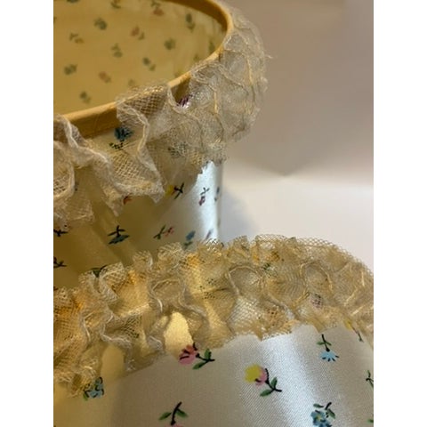 Vintage Floral Ruffled Lace Lamp Shades a Pair For Sale - Image 10 of 10