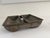 Vintage commercial bakery bread pan with two long ribbed loaf compartments joined in a heavy metal frame. The ribbed...