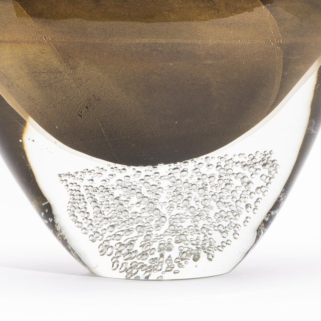 Black Hand-Blown Modern Murano Bowl in Black / Clear With 24-Karat Gold Flecks and Bubbles For Sale - Image 8 of 9
