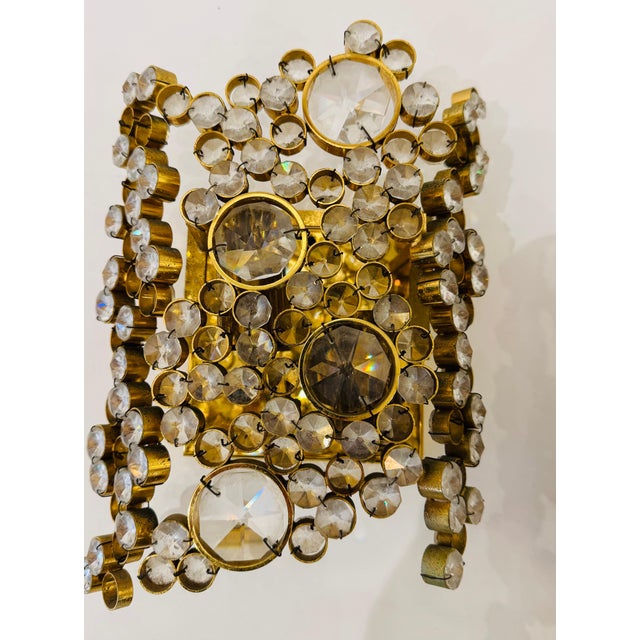 Gold 1960s Mid Century Modern Palwa Austrian Crystal Wall Lamps - a Pair For Sale - Image 8 of 15