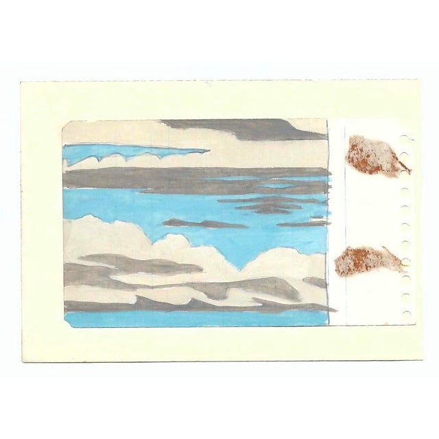 Painting on lined paper by Robert Henry Angeloch (1922-2011). The sheet is hinged the end to a sheet of sketchbook paper....