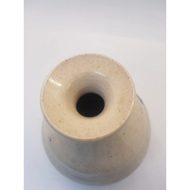 Mid-Century Modern Vintage Artisan Handcrafted and Handpainted Ceramic Vase With Flowers, Signed For Sale - Image 3 of 5