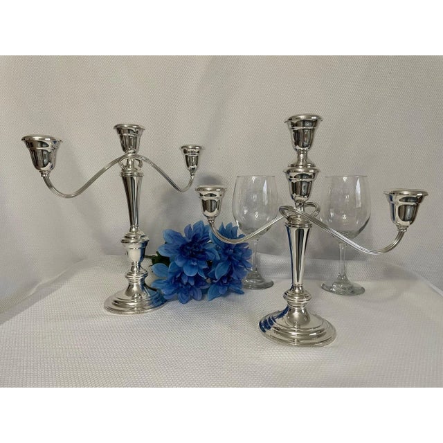 Mid 20th Century Silverplated Gorham "Newport" Changeabout Candelabras - a Pair For Sale - Image 12 of 12