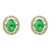 Oval Cut Emerald Halo Diamond Cluster Stud Earrings - 2 Pieces For Sale