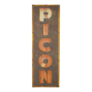 Vintage French Enameled Steel Picon Advertising Sign For Sale