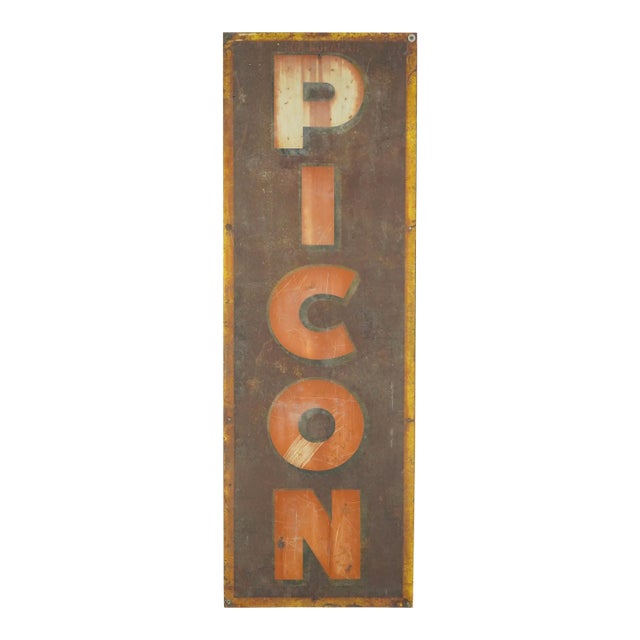 Vintage French Enameled Steel Picon Advertising Sign For Sale