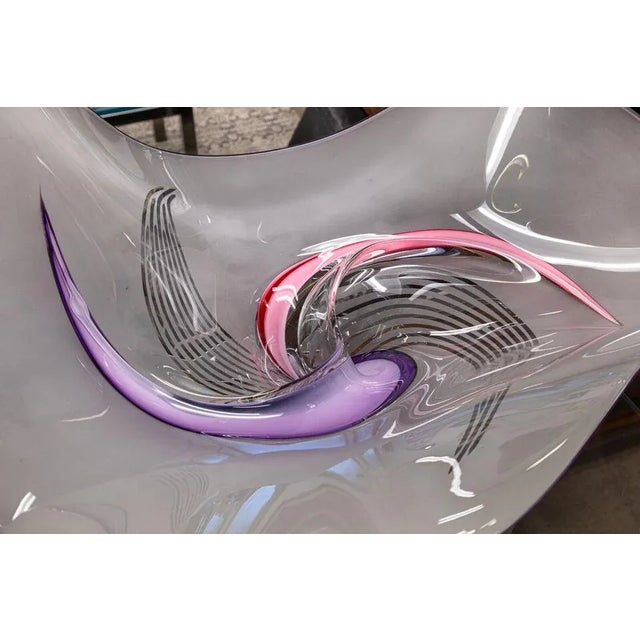 Barry Entner Signed 1998 Purple and Pink Blown Art Glass Bowl Sculpture ...