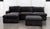 Modern Dark Velvet Upholstered Modular Sofa, in four pieces comprising: two banquettes, a chaise longue, and an ottoman,...