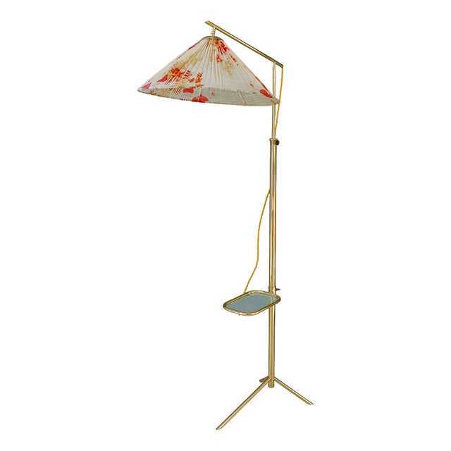 Hight Adjustable Floor Lamp with Adjustable Shelf, Vienna, 1950s For Sale