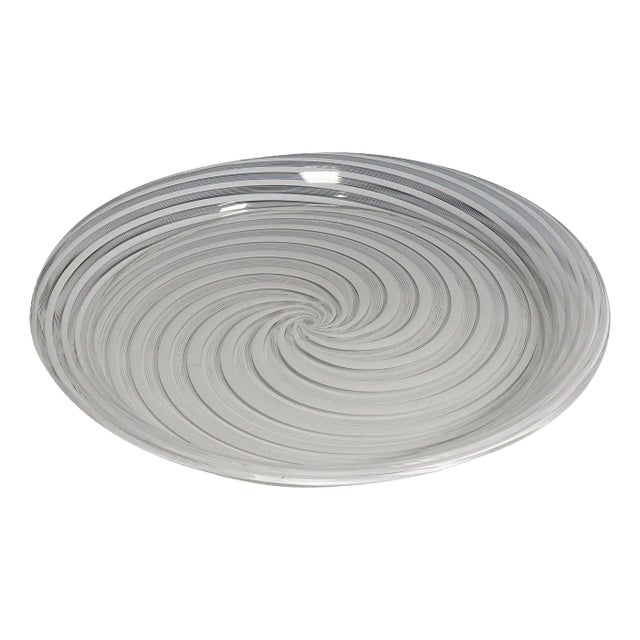 Large 19th Century Murano Filigrana Art Glass Plate For Sale