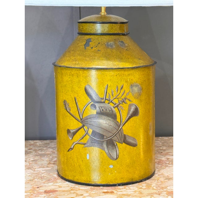 Early 20th Century French Tole Tea Canister Table Lamps For Sale - Image 6 of 14
