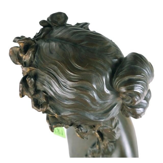 Metal F. Barbedienne Bronze Bust of a Woman For Sale - Image 7 of 10