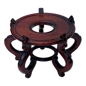 Chinese Brown Wood Round Table Top Stand Display Easel 10"