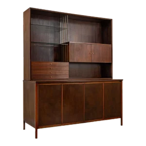 Mid-Century Modern Paul McCobb Irwin Collection Calvin Credenza Sideboard Leather Brass & Walnut 1952