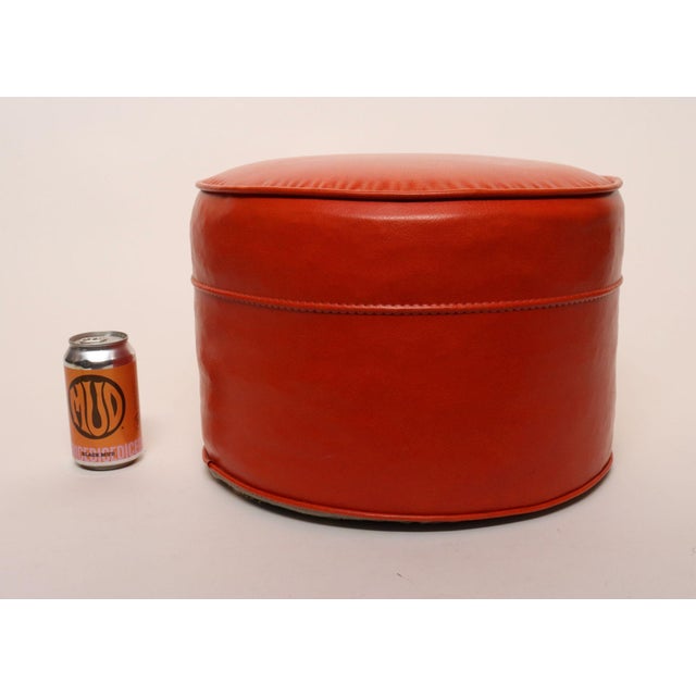Mid-Century Modern Orange Pouf / Foot Stool / Ottoman For Sale - Image 9 of 16