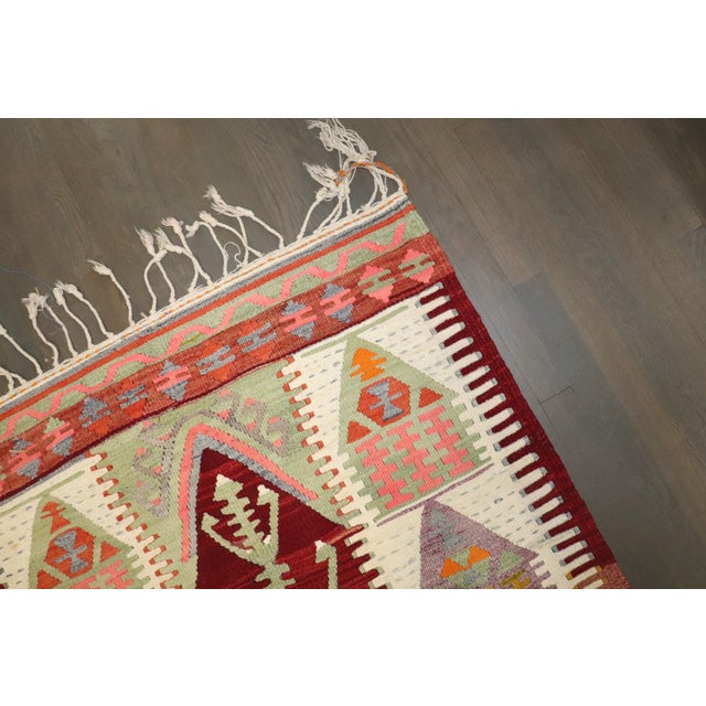 Red Vintage Turkish Flatweave Prayer Rug For Sale - Image 8 of 8