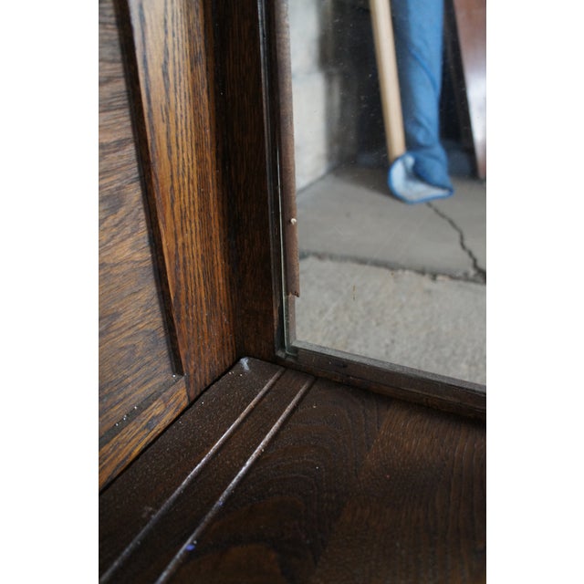 Wood Antique Mission Arts & Crafts Quartersawn Oak Bookcase China Display Cabinet 63" For Sale - Image 7 of 11