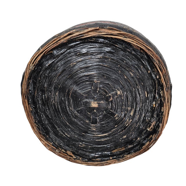 Wood Chinese Red and Black Lacquer Wedding Basket With Handle, Mid-20th Century For Sale - Image 7 of 16