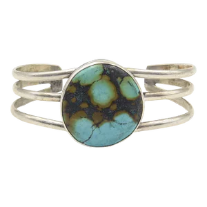 Late 20th Century Native American Turquoise Sterling Silver Cuff Bracelet