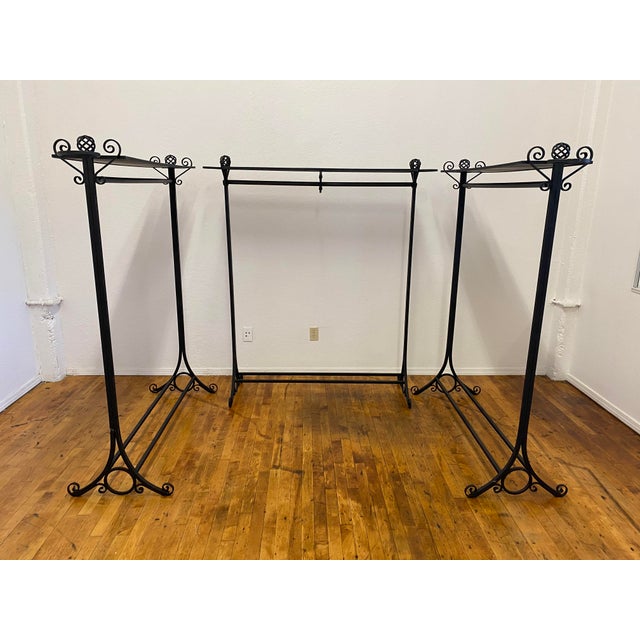Custom Hand-Forged Wrought Iron Garment Racks - Set of 3 | Chairish