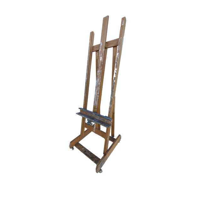 Wood 1970s Laguna Beach Artist's Painter's Display Easel Adjustable W/Wheels For Sale - Image 7 of 10