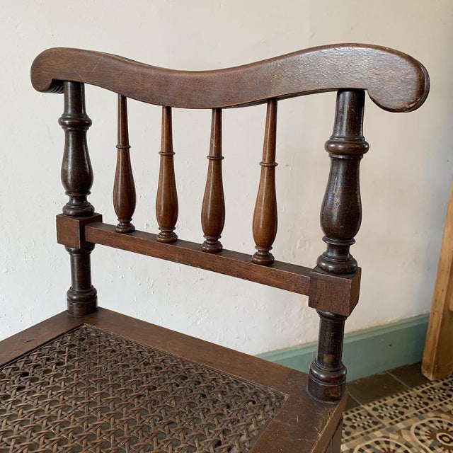 Antique Bench in Wood & Cane, 1890s For Sale - Image 6 of 16