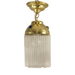 Art Nouveau Hanging Lamp with Glass Rods, France, 1910s For Sale