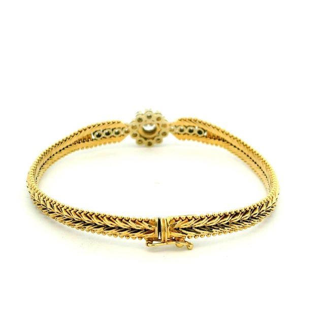 Metal 1970s Italian 14k Gold Diamond Flexible Bangle Bracelet For Sale - Image 7 of 12