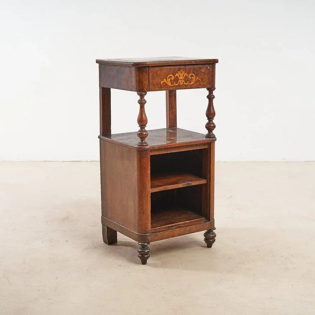 Brown Bedside Table in Walnut For Sale - Image 8 of 8