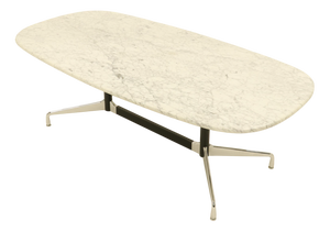 Segmented Oval Dining Table in White Marble and Stainless Steel by Charles and Ray Eames, 1960s