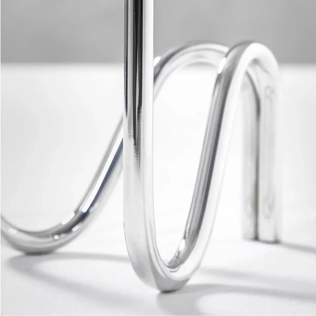 1970s Linen Flame Chandeliers in Silver Metal With Double Candle by Lino Sabattini, 1970s, Set of 2 For Sale - Image 5 of 8