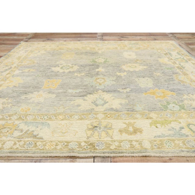 Textile Vintage Modern Style Turkish Oushak Rug, 07'10 X 08'00 For Sale - Image 7 of 10