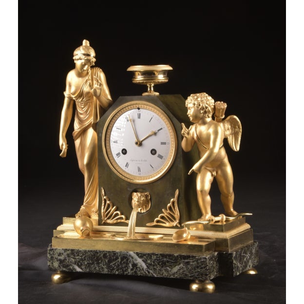Gold 1800s Lefevre French Empire Ormolu Venus Clock Marble For Sale - Image 8 of 17