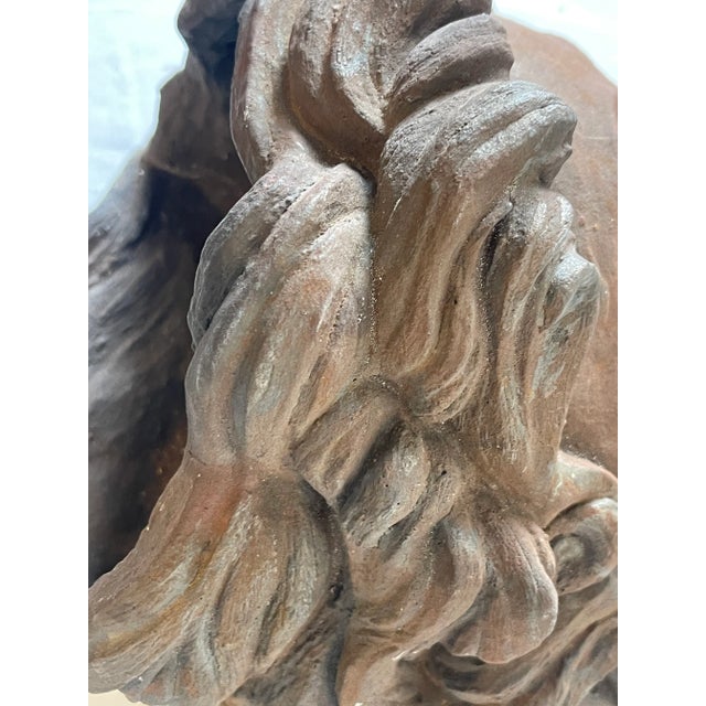 Antique Art Nouveau Sculpted Ceramic Cement Bust Planter Wall Sconce For Sale - Image 6 of 11