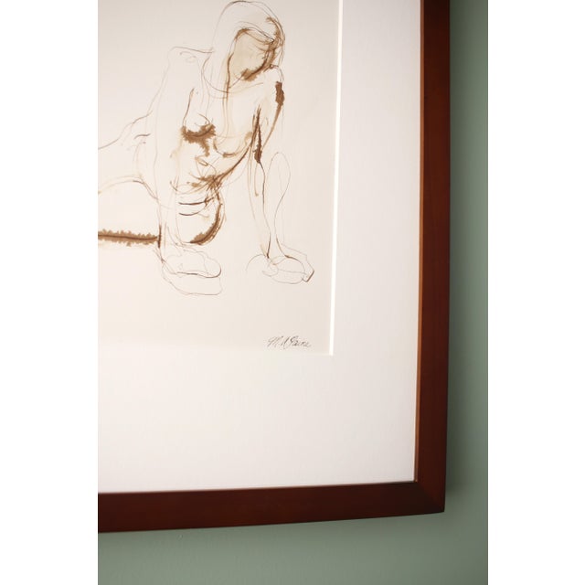 2010s Seated Twist Original Ink Nude Figure Pen and Ink Drawing For Sale - Image 5 of 9