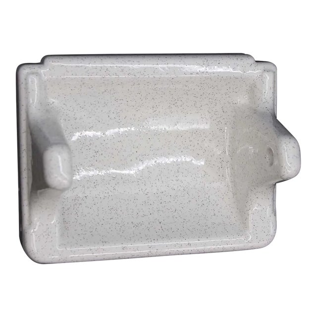 Vintage Ceramic Speckled White Toilet Paper Holder For Sale